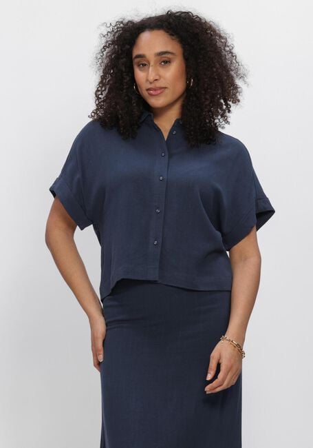 SELECTED WOMEN SLFVIVA SS CROPPED SUN SHIRT Blouses Bleu fonc&eacute; - large