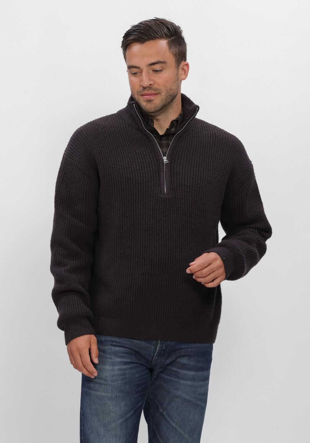 BUTCHER OF BLUE Pull MARKET HALF ZIP en marron - large