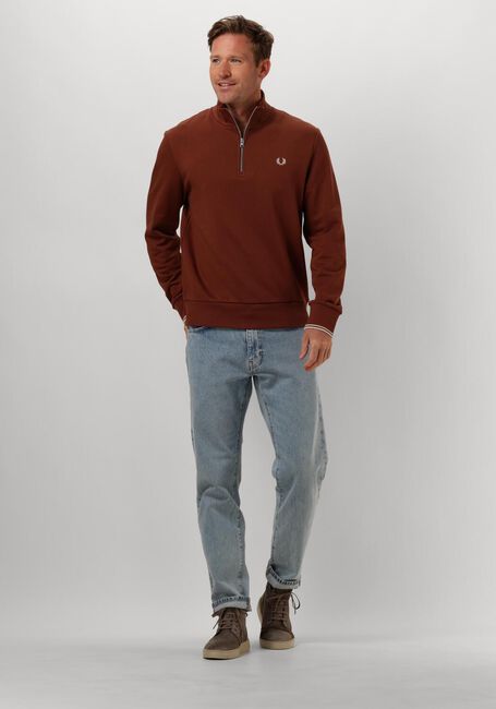 FRED PERRY Chandail HALF ZIP SWEATSHIRT en marron - large