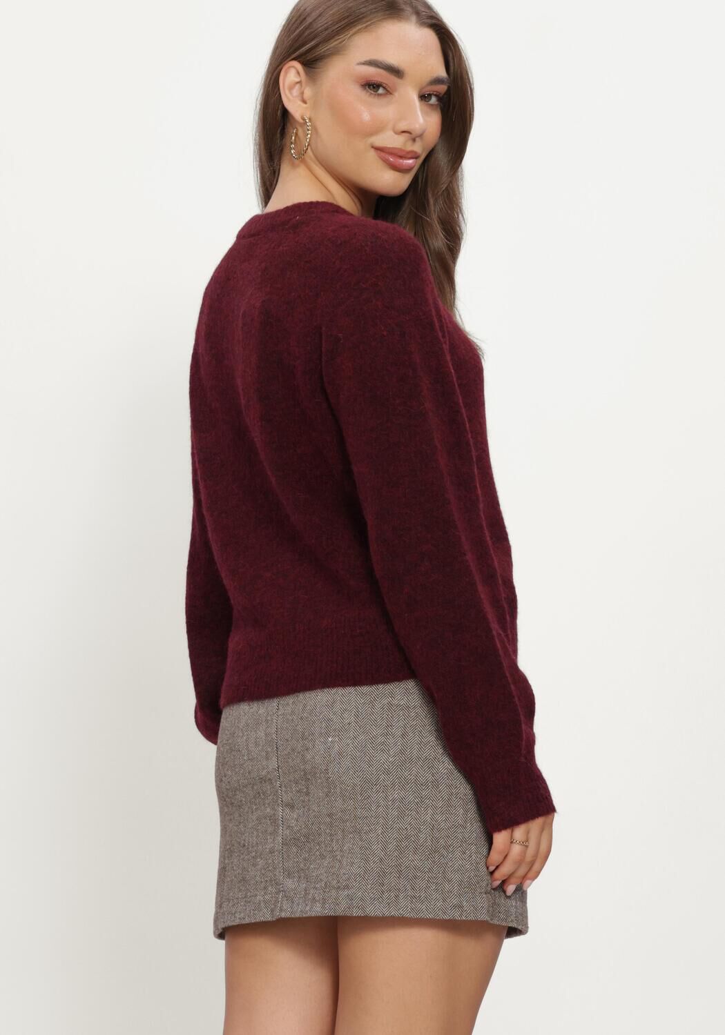 Y.A.S. Gilet YASJOHI LS WOOL BLEND CARDIGAN Bordeaux - large