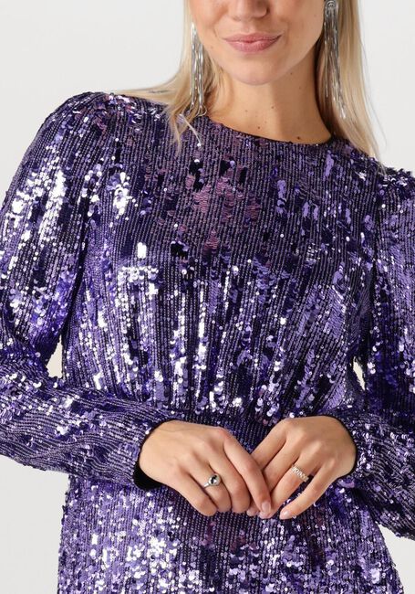 Paarse SELECTED FEMME Mini jurk SLFARI-COLYN LS SHORT SEQUINS - large