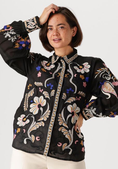 Zwarte SUMMUM  BLOUSE EMBROIRERED VOILE - large