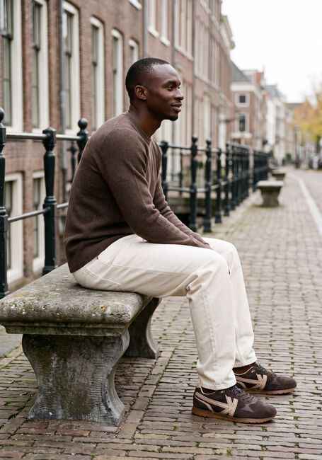 SELECTED MEN Pull SLHROSS LS KNIT STRUCTURE CREW NECK NOOS en marron - large