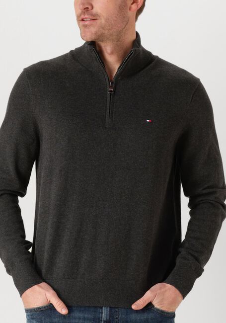 Donkergrijze TOMMY HILFIGER Trui PIMA ORG CTN CASHMERE ZIP MOCK - large