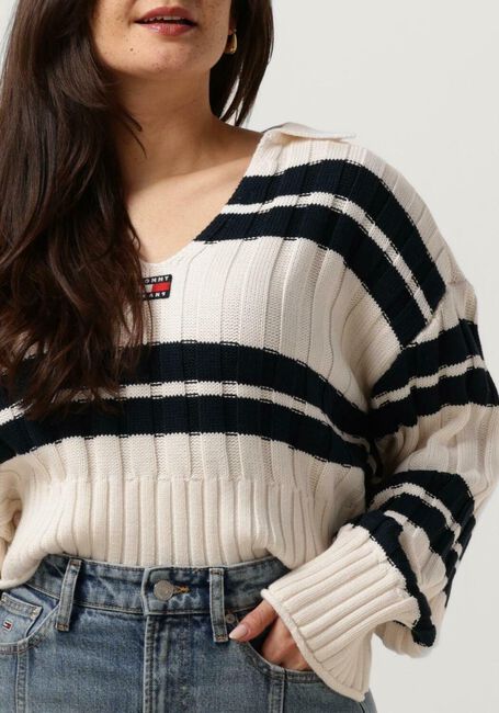 Witte TOMMY JEANS Trui TJW BXY CRP STRIPE SWEATER EXT - large
