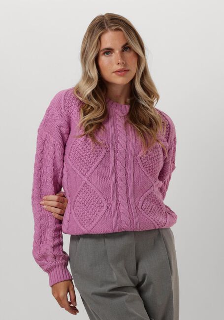 COLOURFUL REBEL Pull OLIVIA CABLE KNITWEAT SWEATER en rose - large