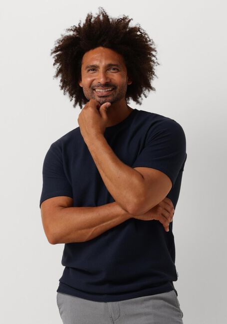 SELECTED HOMME T-shirt SLHMAURICE STRUCTURE SS O-NECK Bleu foncé - large