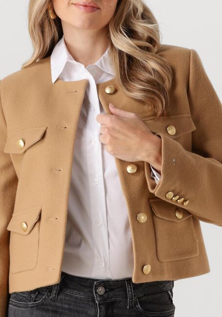 Bruine TOMMY HILFIGER Jack CROP WOOL GOLD BUTTON JACKET - large