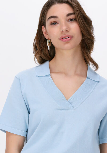 ESMÉ STUDIOS Haut MAE 2/4 LOOSE POLO BLOUSE KNIT Bleu clair - large