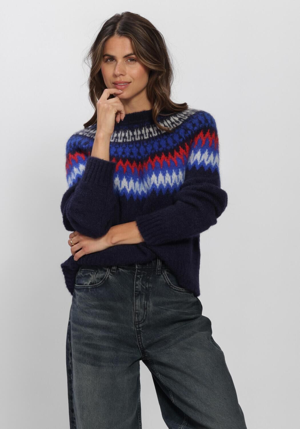 Donkerblauwe BY-BAR Trui JACKIE PULLOVER - large