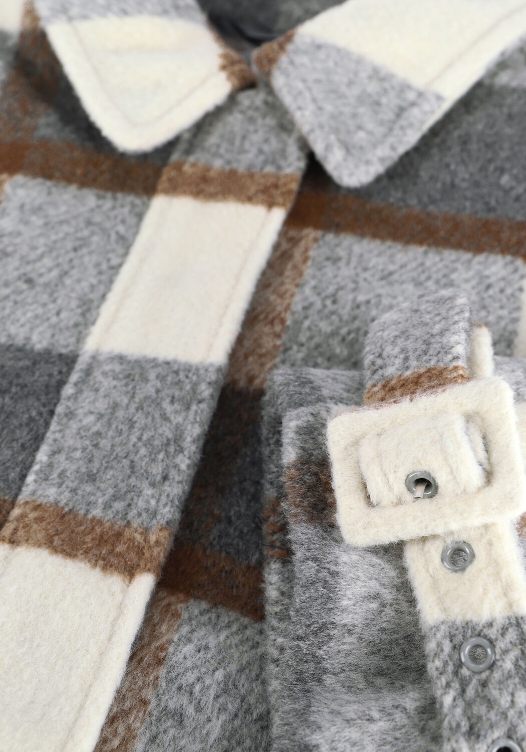 Gebroken wit NA-KD Jack BELTED SHORT CHECKED JACKET - large