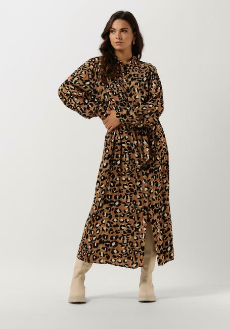 Bruine COLOURFUL REBEL Maxi jurk KERA LEOPARD MAXI SHIRT DRESS - large