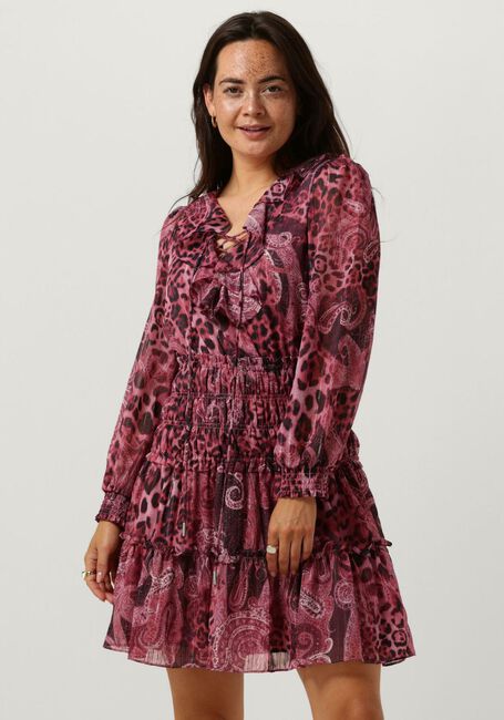 GUESS Mini robe LS LACE UP FLARED LUCY DRESS en rose - large