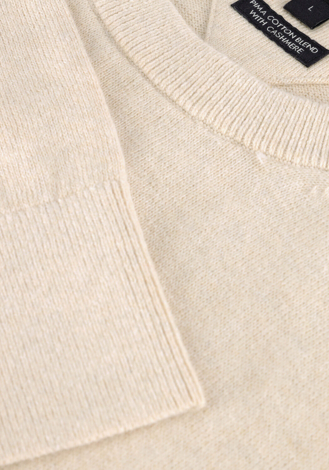 Beige TOMMY HILFIGER Trui PIMA ORG CTN CASHMERE CREW NECK - large