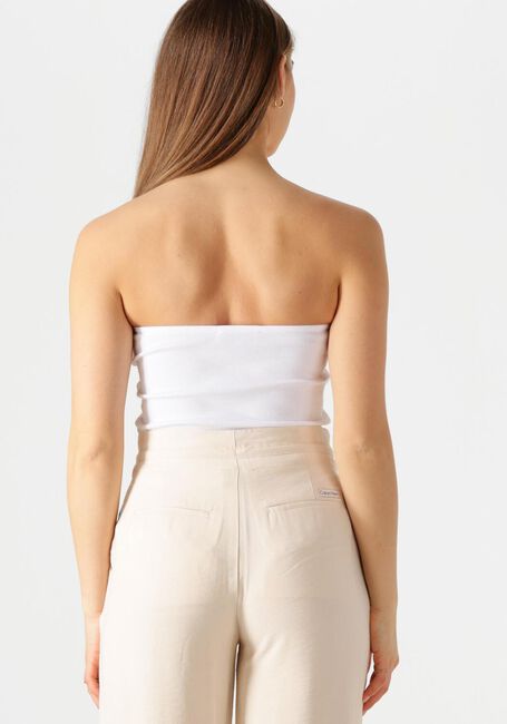 CALVIN KLEIN Haut WOVEN LABEL RIB SLEEVELESS TOP en blanc - large