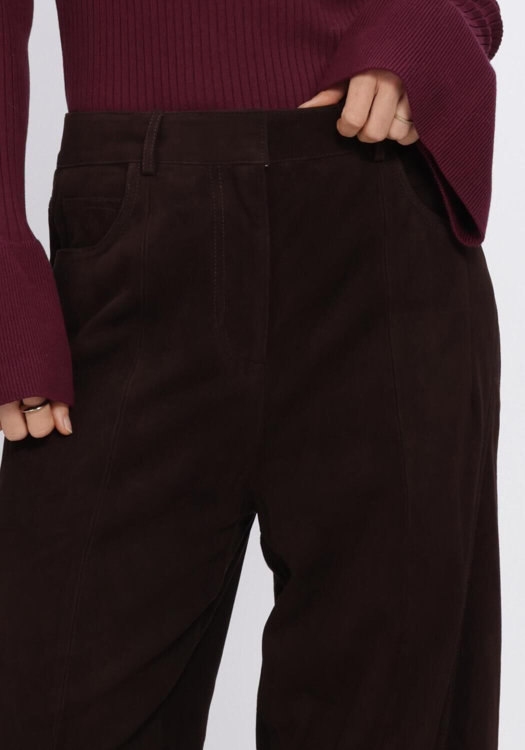 IBANA Pantalon large PARLA SUEDE en marron - large