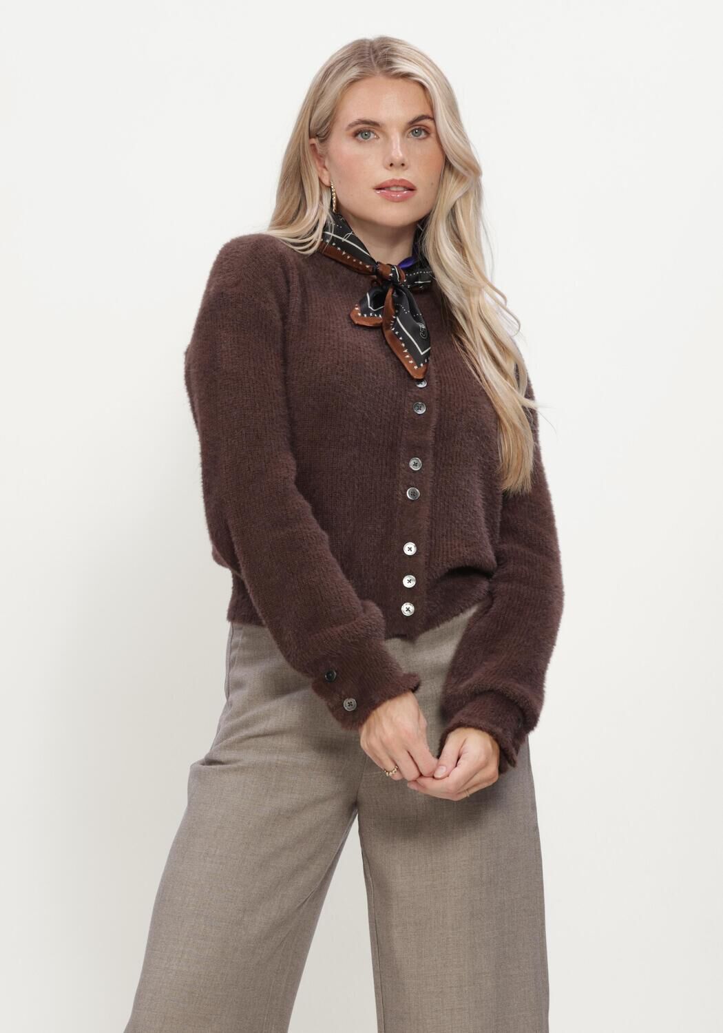 RUBY TUESDAY VIVETT FLUFFY KNIT CARDIGAN Pulls & Gilets en marron - large