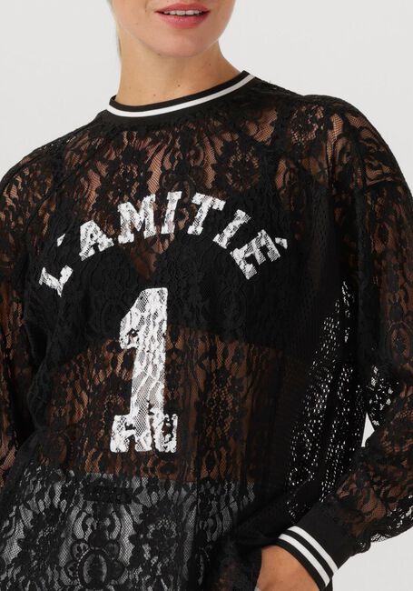 Zwarte HAUTE L'AMITIÉ Top LACE LS FOOTBALL BLOUSE - large