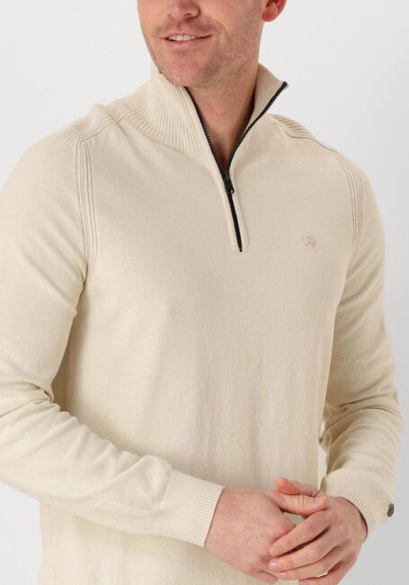 Beige CAST IRON Trui HALF ZIP COLLAR COTTON STRETCH - large
