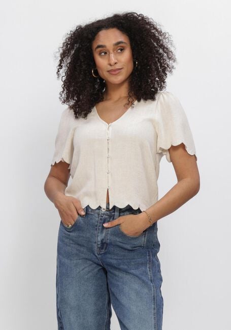 Beige OBJECT Vest OBJSANNE 2/4 LO V-NECK TOP - large