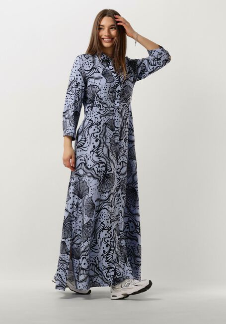 Lichtblauwe OBJECT Midi jurk OBJJESSA ALLI 3/4 SHIRT DRESS - large
