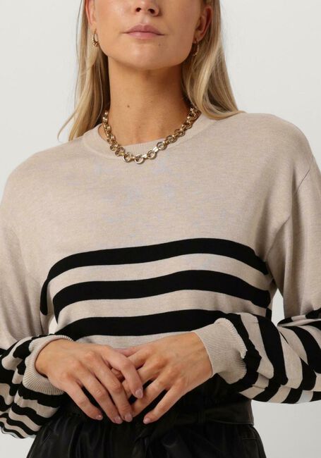 MINUS Pull PERLA STRIPED KNIT PULLOVER en beige - large