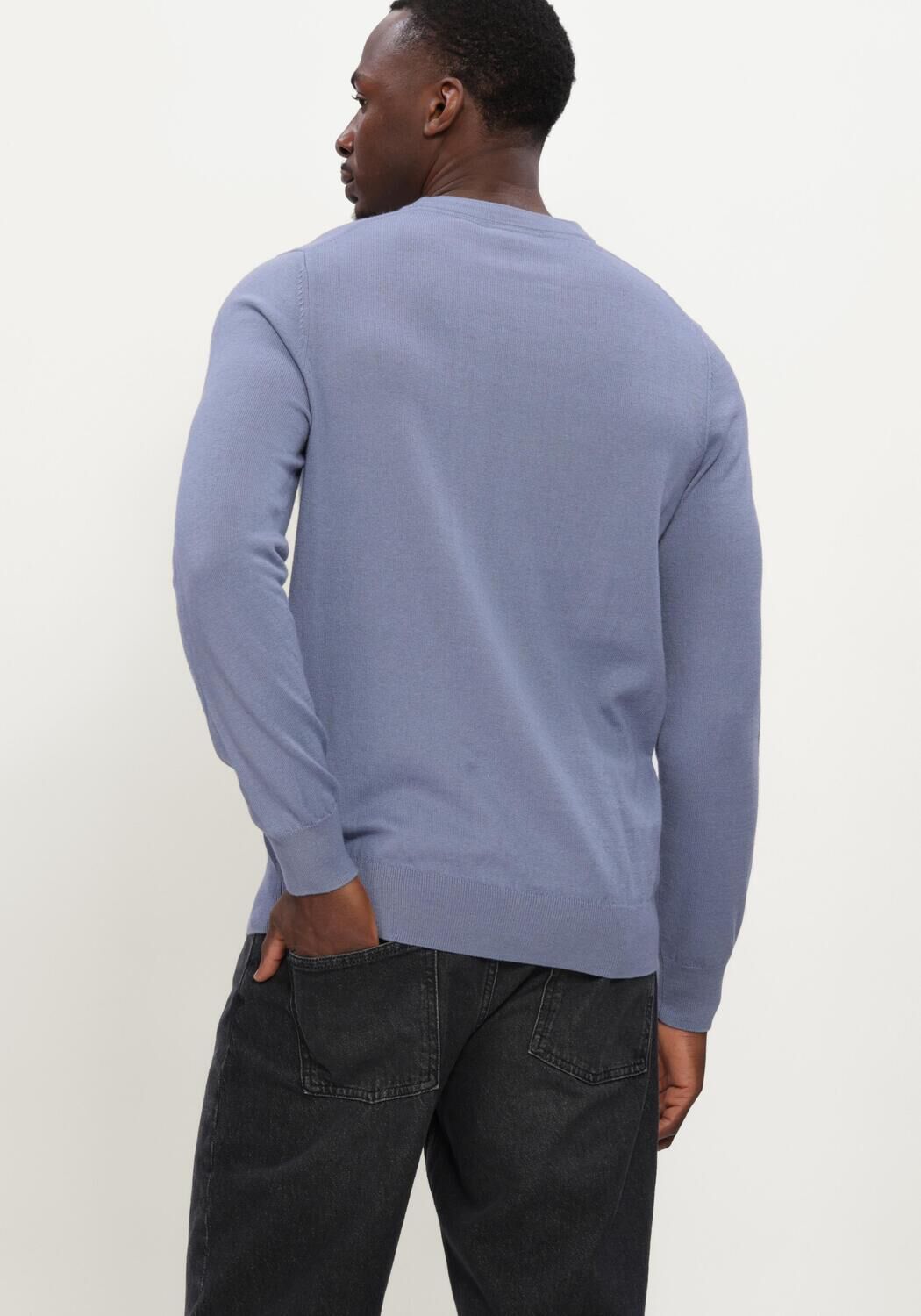 LYLE & SCOTT Pull COTTON MERINO CREW NECK JUMPER en bleu - large
