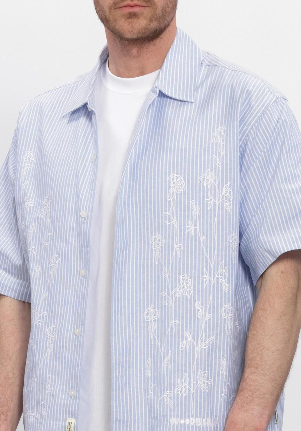 Lichtblauwe WOODBIRD Casual overhemd WBWANG OX FLOWER SHIRT - large