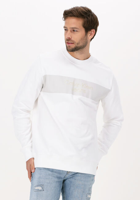 CALVIN KLEIN Chandail BLOCKING INSTITUTIONAL CREW NECK en blanc - large
