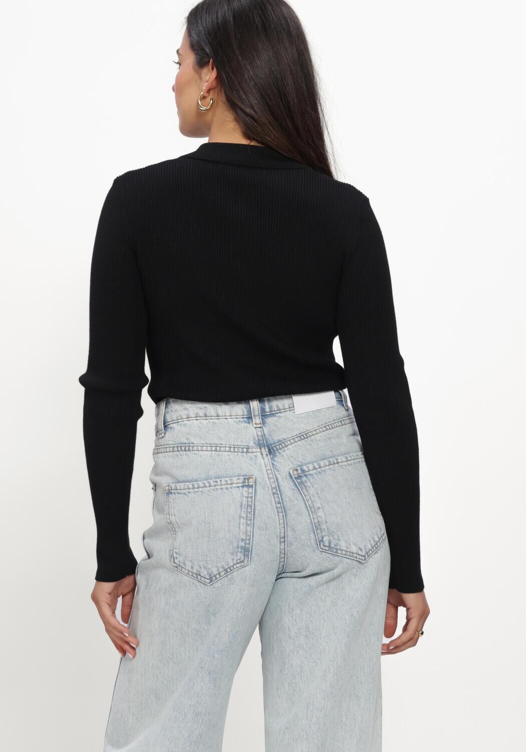 BRUUNS BAZAAR Col roul&eacute; ANEMONEBBVALEA KNIT POLO en noir - large