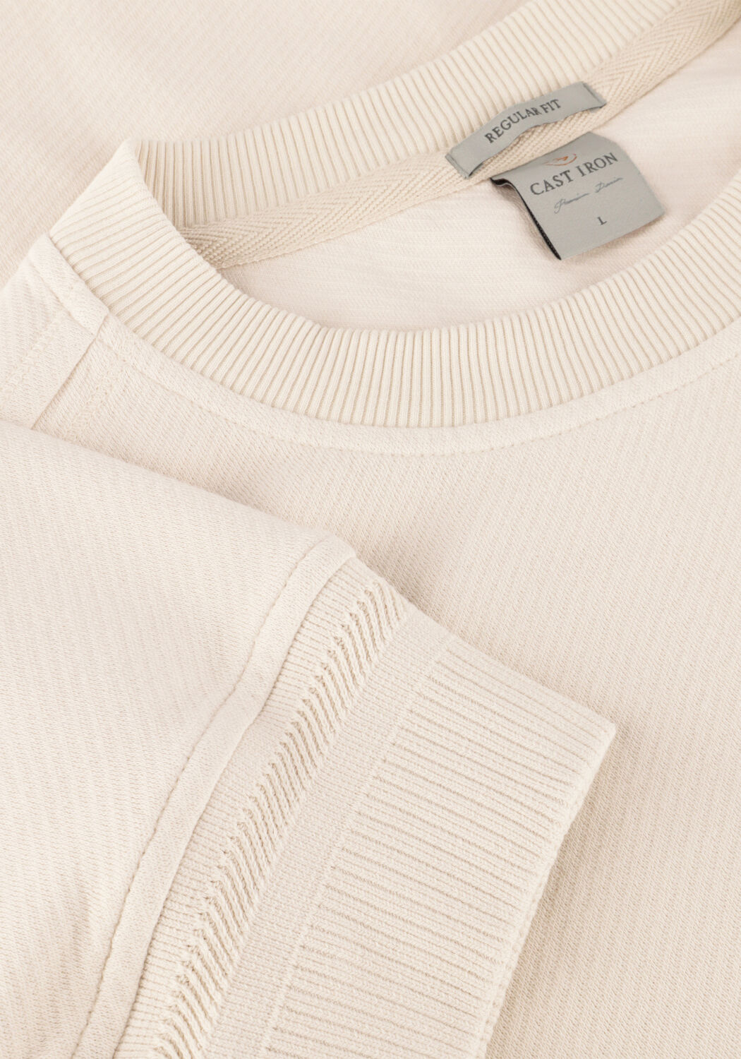 Ecru CAST IRON Trui LONG SLEEVE R-NECK REGULAR FIT TWILL - large