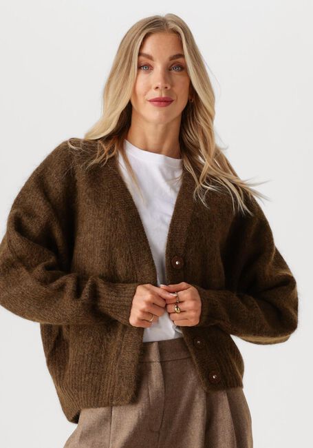 SECOND FEMALE Gilet BROOKY KNIT BOXY SPENCER en marron - large