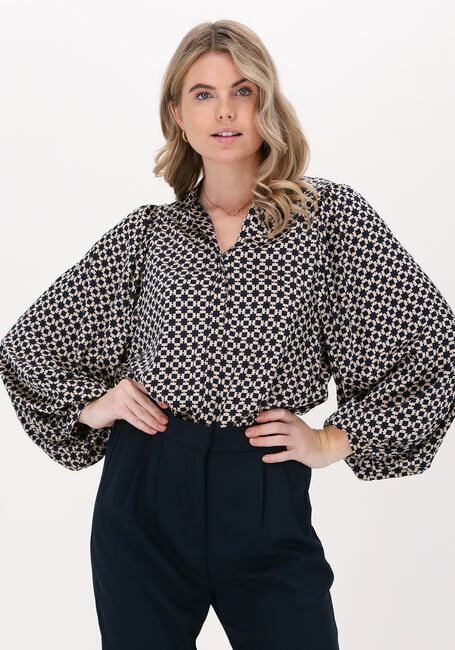 Donkerblauwe NEO NOIR  NANI SQUARE MIX BLOUSE - large