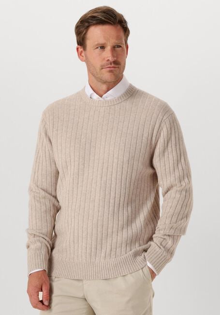 Beige PROFUOMO Trui PULLOVER CREW NECK WOOL BLEND - large