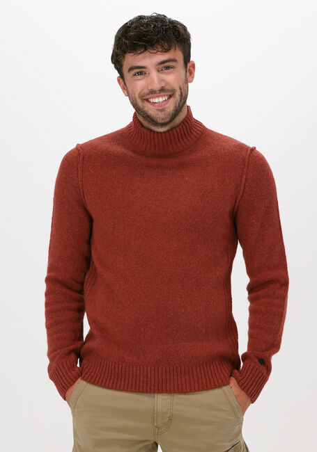 CAST IRON Pull MOCK NECK SLIM FIT WOOL SLUB Bordeaux - large