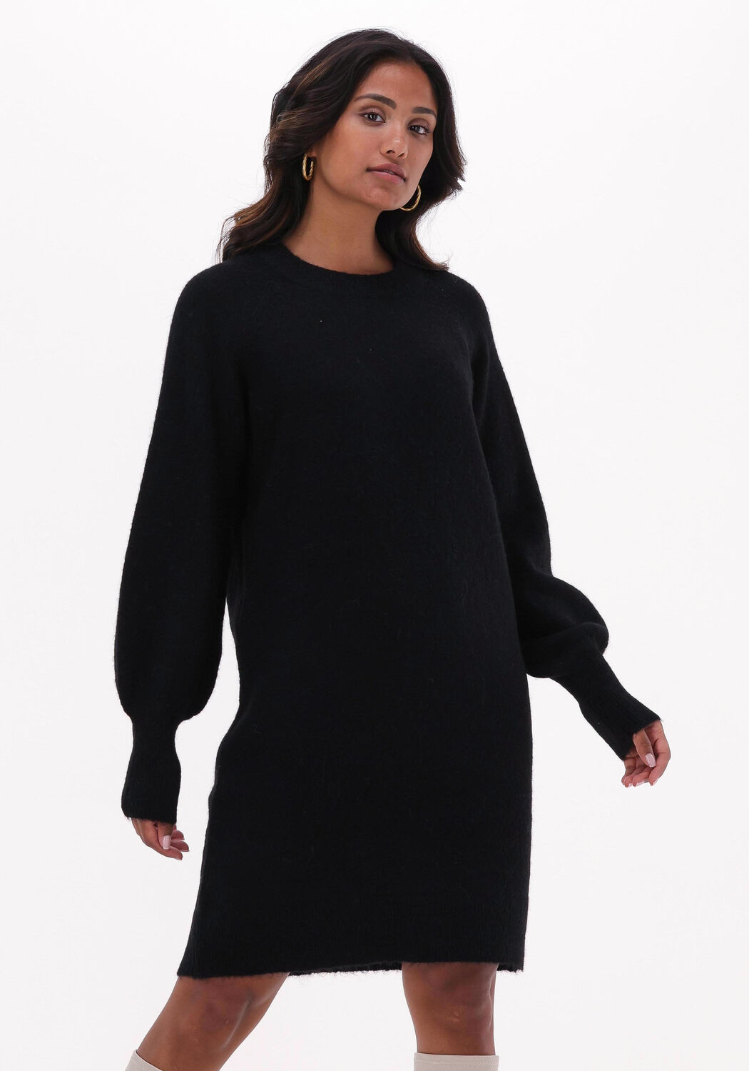Zwarte SELECTED FEMME Mini jurk LULU LS KNIT DRESS O NECK Omoda
