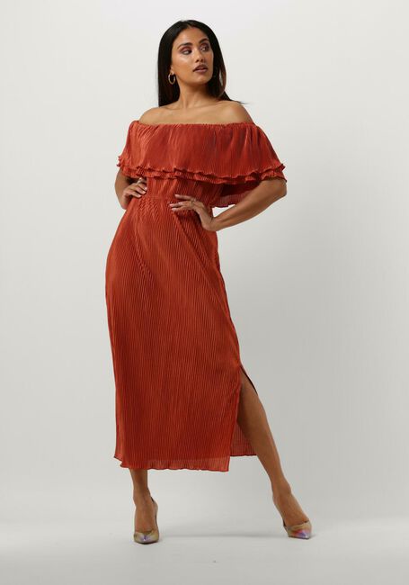 Bruine FREEBIRD Midi jurk JER-PLISSE-SOLID-PES-23-2 - large