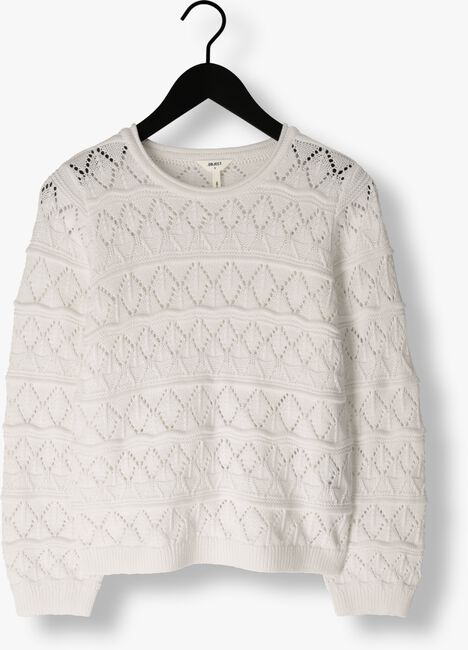 Witte OBJECT Trui OBJLIVA L/S O-NECK KNIT PULLOVER - large