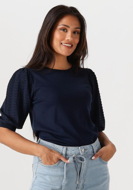 JANSEN AMSTERDAM Haut TANDA TOP K 136 SHORT PUFFED SLEEVE en bleu - large