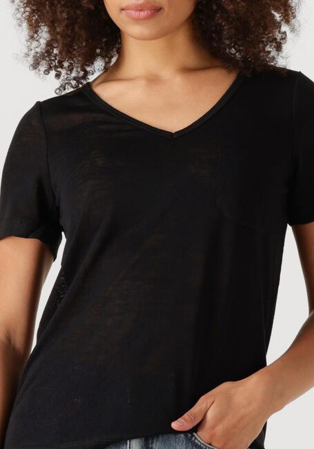 Zwarte OBJECT T-shirt OBJETESSI SLUB S/S V-NECK NOOS - large