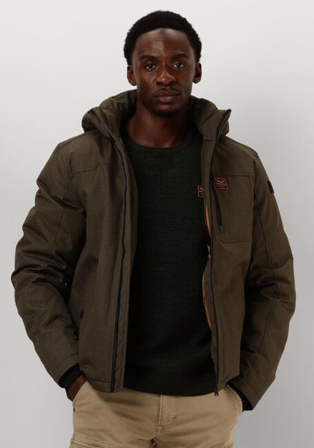 Groene PME LEGEND Gewatteerde jas SEMI LONG JACKET STRATOR MELANGE TWILL - large