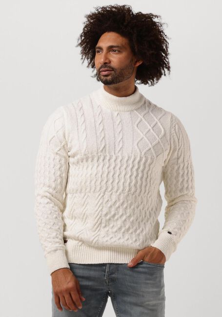 Beige CAST IRON Trui MOCK NECK COTTON SOFT BOUCLE - large