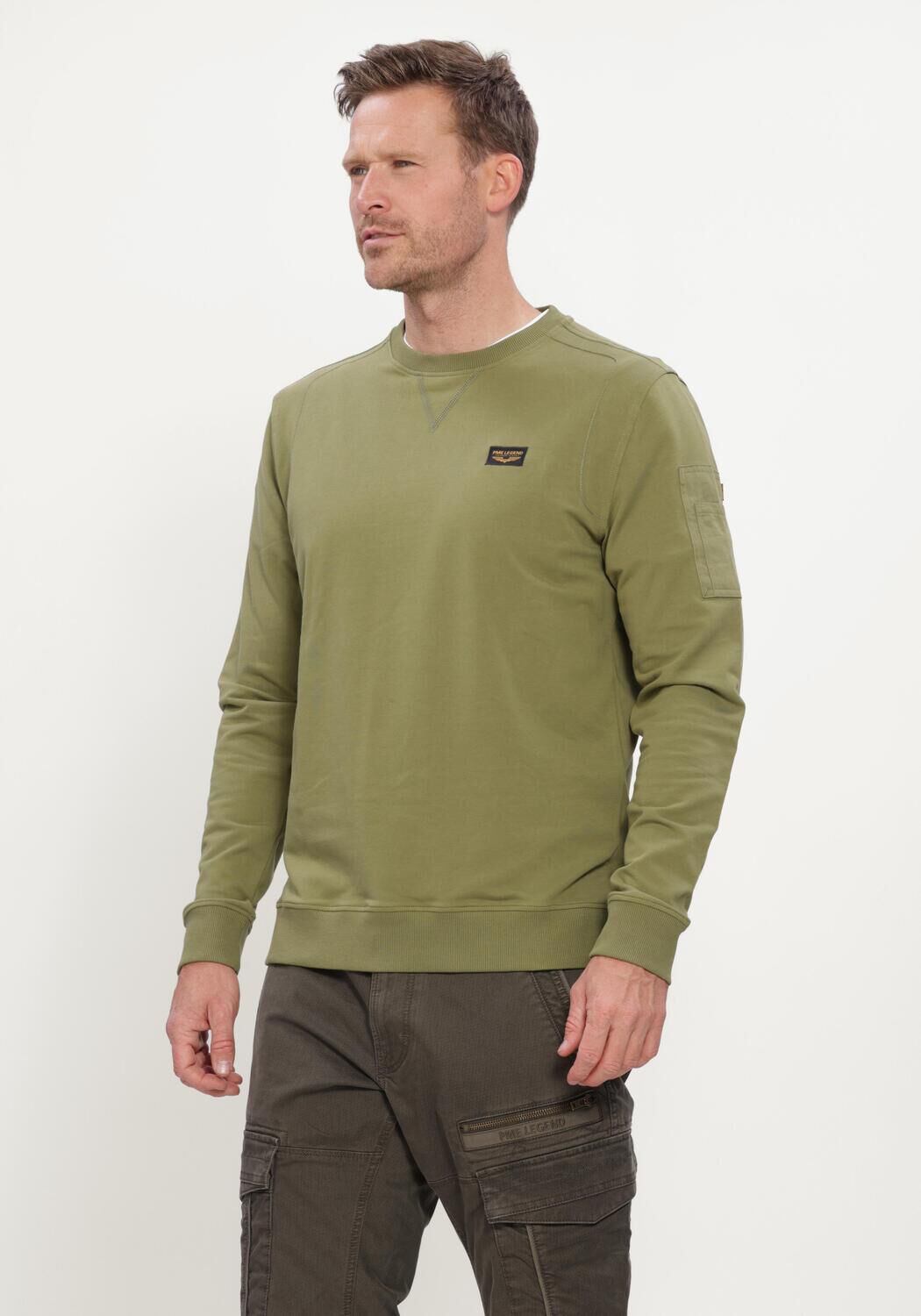 Khaki PME LEGEND Sweater CREWNECK AMERICAN CLASSIC - large