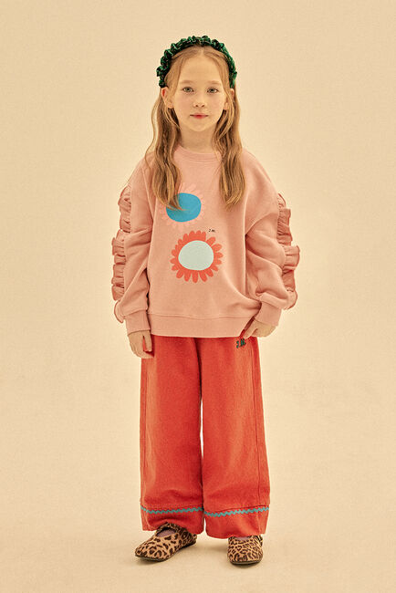 Roze Jelly Mallow Trui FLOWER RUFFLED SWEATSHIRT - large