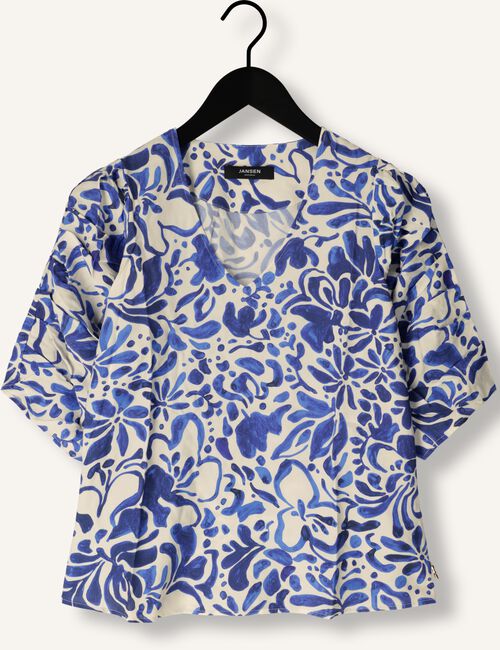 Blauwe JANSEN AMSTERDAM Top WBF180 WOVEN PRINTED TOP V-NECK SHORT SLEEVE Blauwe JANSEN AMSTERDAM Top WBF180 WOVEN PRINTED TOP V-NECK SHORT SLEEVE - large