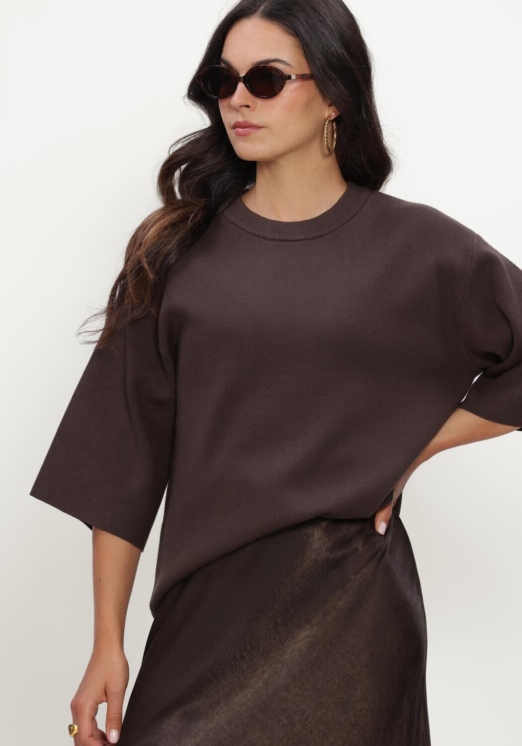 MSCH COPENHAGEN Pull MSCHAGATHA EAST 3/4 PULLOVER en marron - large