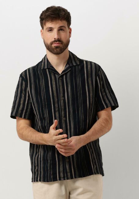 Donkerblauwe ANERKJENDT Casual overhemd AKLEON S/S STRUCTURE SHIRT - large