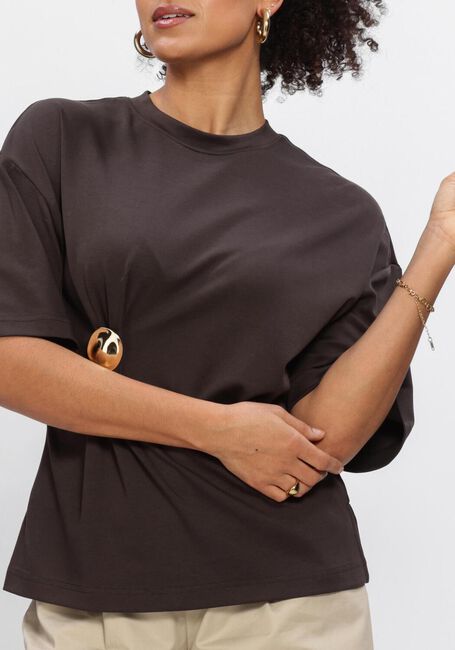 SECOND FEMALE T-shirt ENORA BROOCH TEE en marron - large