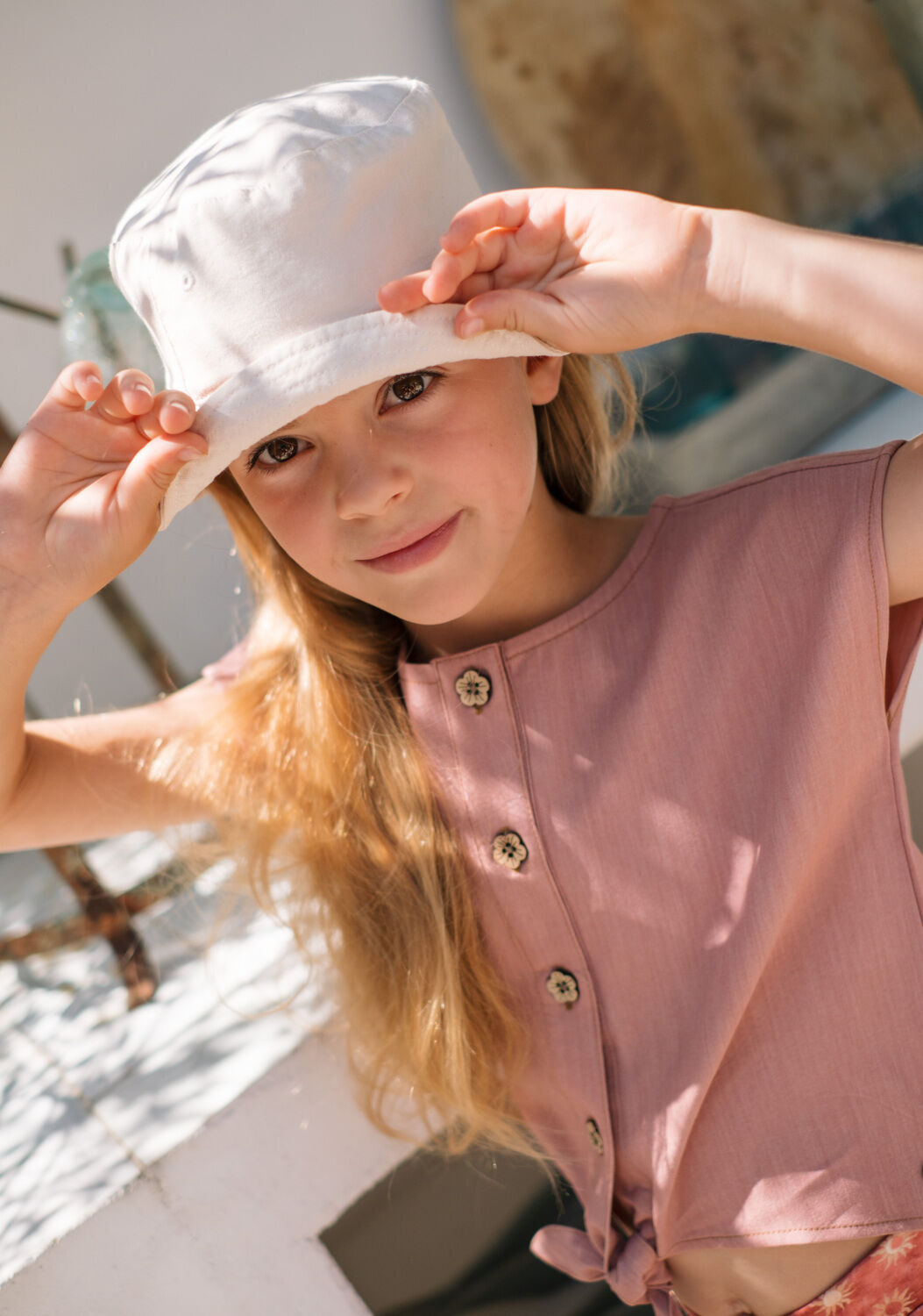 Roze LIKE FLO Top CLARA FLO CHAMBREY KNOTTED TOP - large