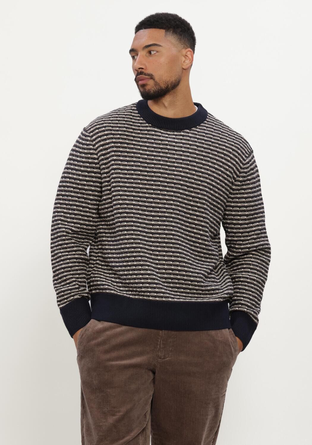 Multi SELECTED MEN Trui SLMDARRELL LS STRUCTURE CREW NECK - large